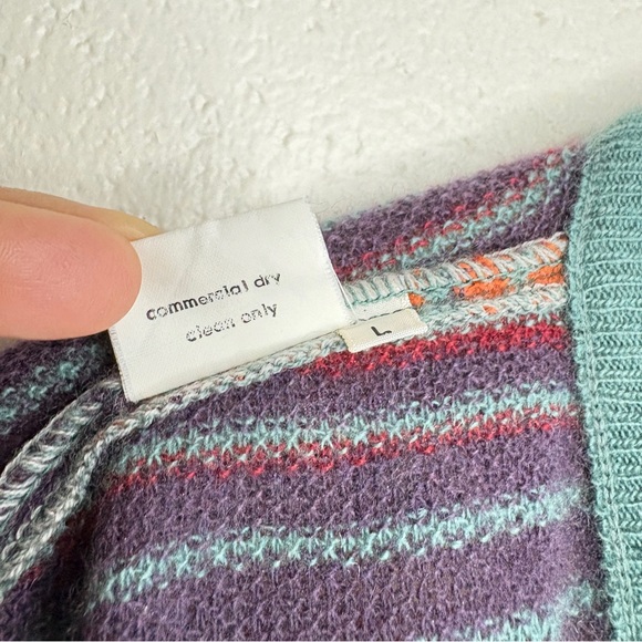 Mens Cashmere & Wool Blend Knit Vest Size Large Button Up Striped - Picture 8 of 12